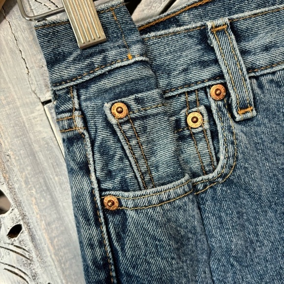 NWT EB Denim Split Hem OGs Vintage Blue 501 Up Cycled High Waist Jeans - Picture 10 of 16